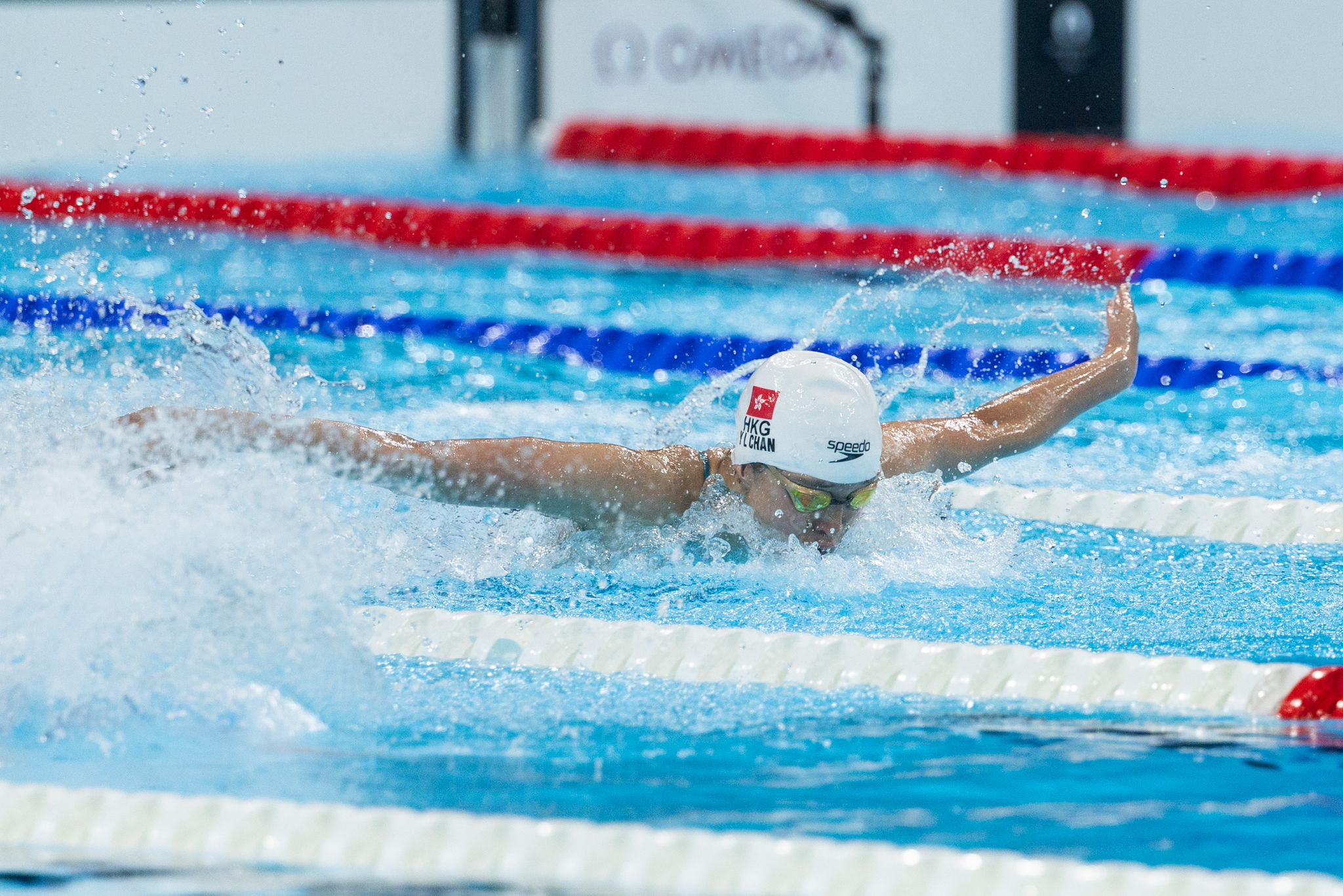 Swimming athlete Chan Yui-lam wins the silver medal in the women's 100m butterfly S14. (2024) Photo: China Hong Kong Paralympic Committee