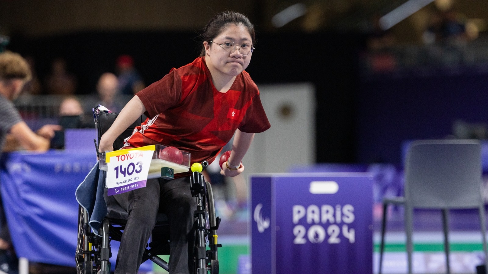 Boccia player Cheung Yuen wins the silver medal in the women's individual BC4. (2024) Photo: China Hong Kong Paralympic Committee